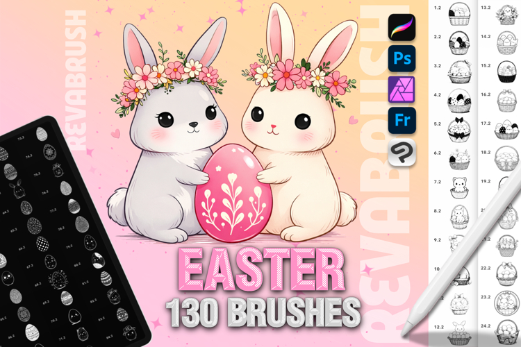 Procreate Easter Rabbit Holiday Celebration Egg brushes
