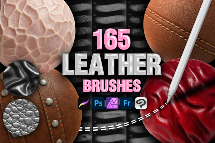 165 Procreate Leather Skin Textures Fashion brushes