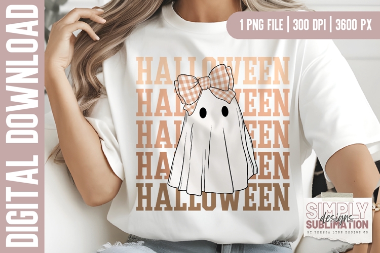 Plaid Ghost Halloween Sublimation Design | Png