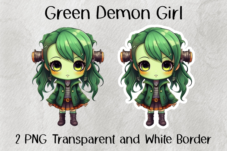 Green Demon Girl PNG