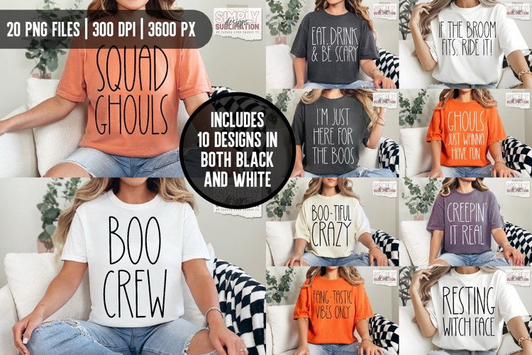 Fun Halloween Pun T-Shirt Design Bundle, 20 Png Files