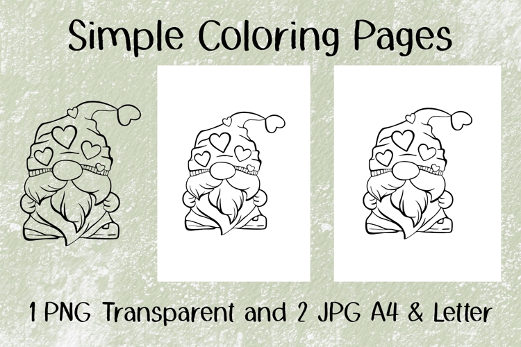 Gnome Man Valentine PNG JPG Coloring Pages