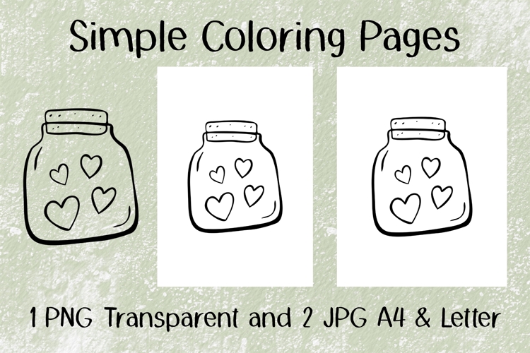 Hearts in Jar PNG JPG Coloring Pages