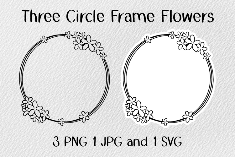 Three Circle Frame Flowers JPG PNG SVG