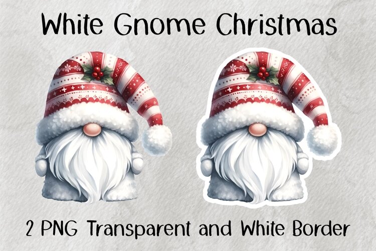 White Gnome Christmas PNG example image 1