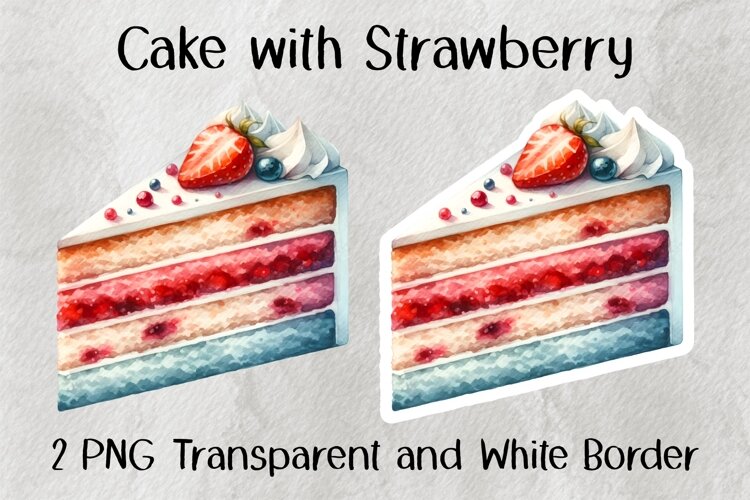 Cake with Strawberry PNG example image 1