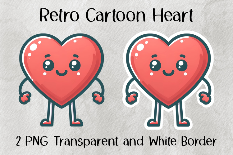 Retro Cartoon Heart PNG