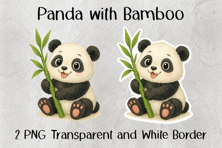 Panda with Bamboo PNG example image 1