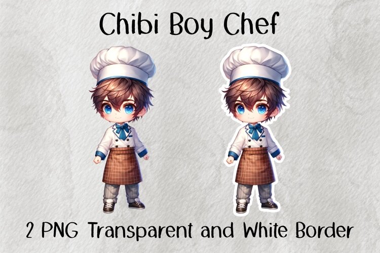 Cute Anime Little Boy Chef Chibi Clipart PNG example image 1