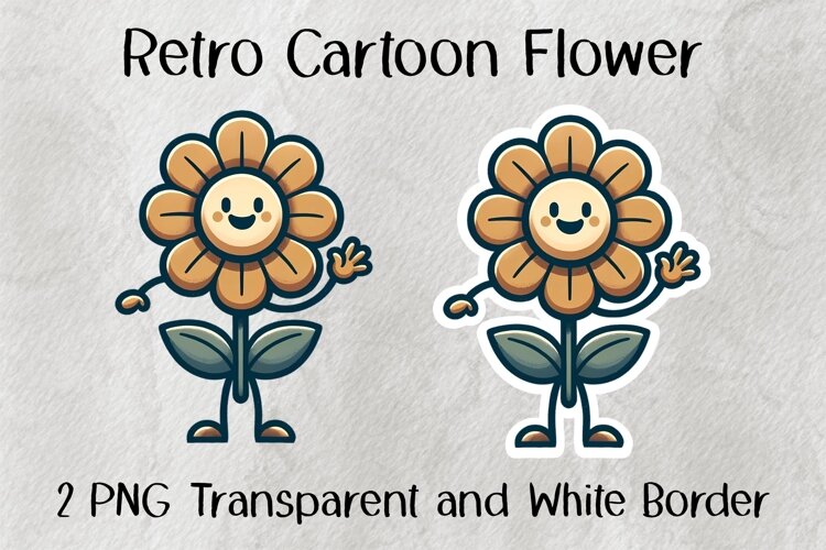 Retro Cartoon Flower PNG example image 1