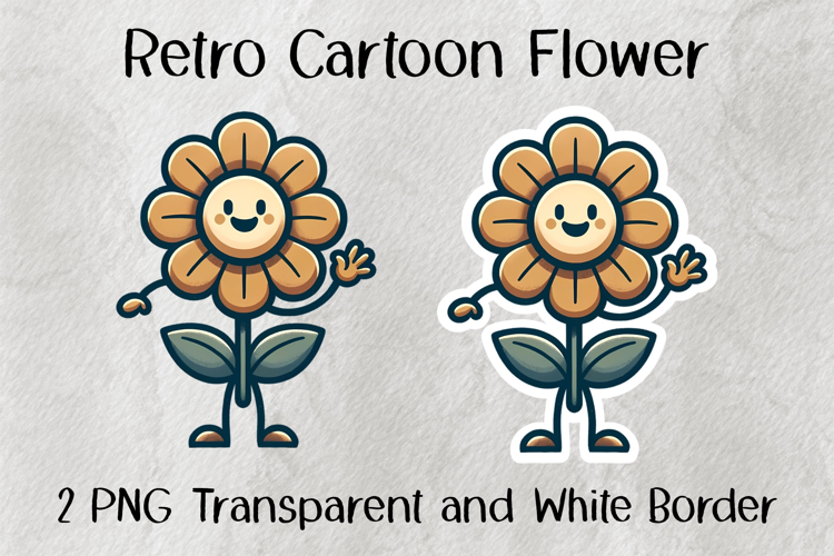 Retro Cartoon Flower PNG