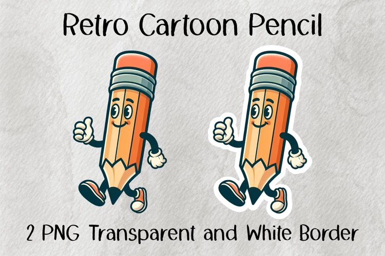 Retro Cartoon Pencil PNG example image 1