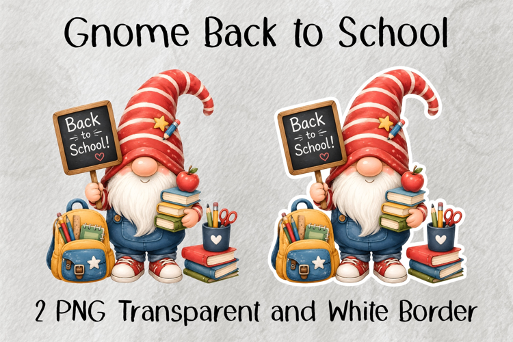 Cute Back to School Gnome Holding Chalkboard Clipart PNG