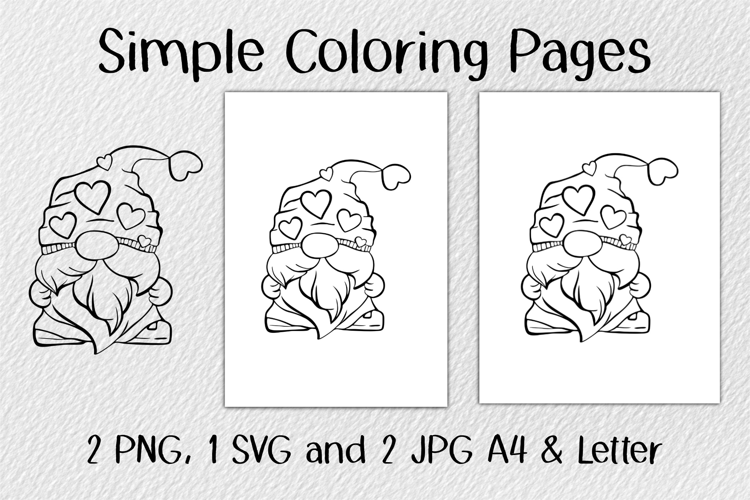 Gnome Man Valentine Coloring Pages JPG PNG SVG