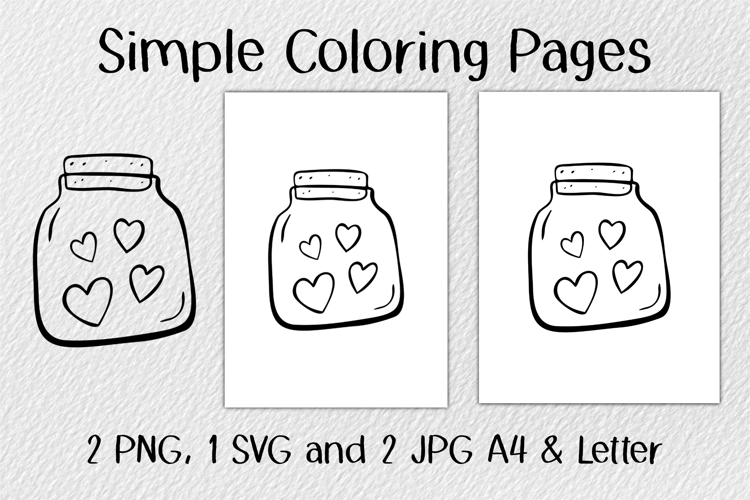 Hearts in Jar Coloring Pages JPG PNG SVG