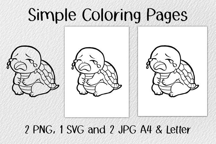 Turtle Cry Coloring Pages JPG PNG SVG example image 1