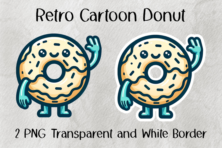 Retro Cartoon Donut PNG