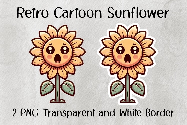 Retro Cartoon Sunflower PNG example image 1