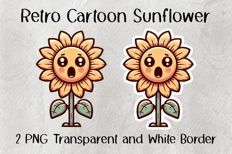 Retro Cartoon Sunflower PNG