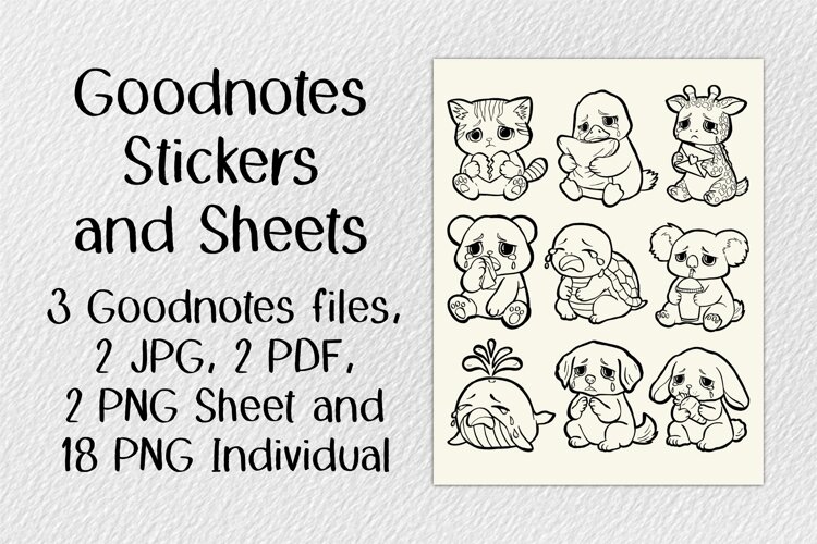 Line Baby Animals V1 JPG PNG PDF Goodnotes example image 1