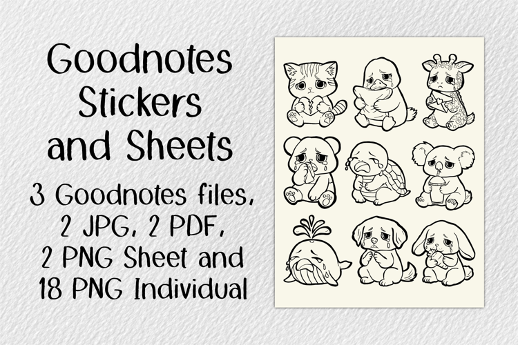 Line Baby Animals V1 JPG PNG PDF Goodnotes