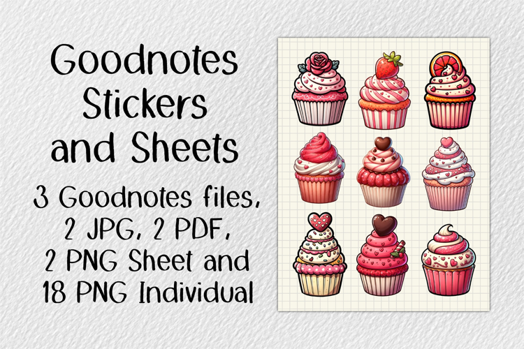 Cupcake Valentine V1 JPG PNG PDF Goodnotes