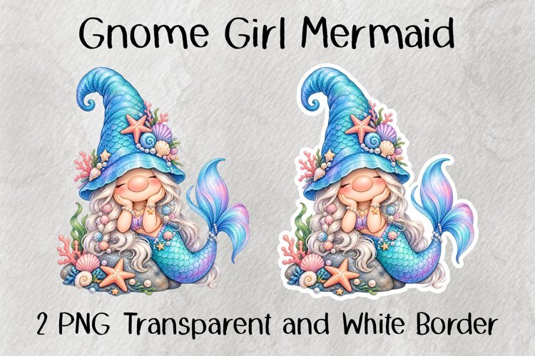 Gnome Girl Mermaid PNG example image 1