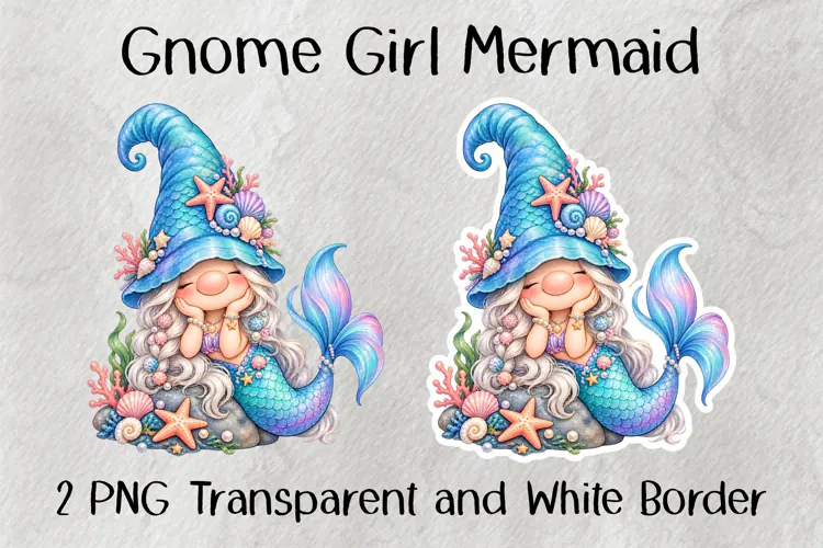 Gnome Girl Mermaid PNG