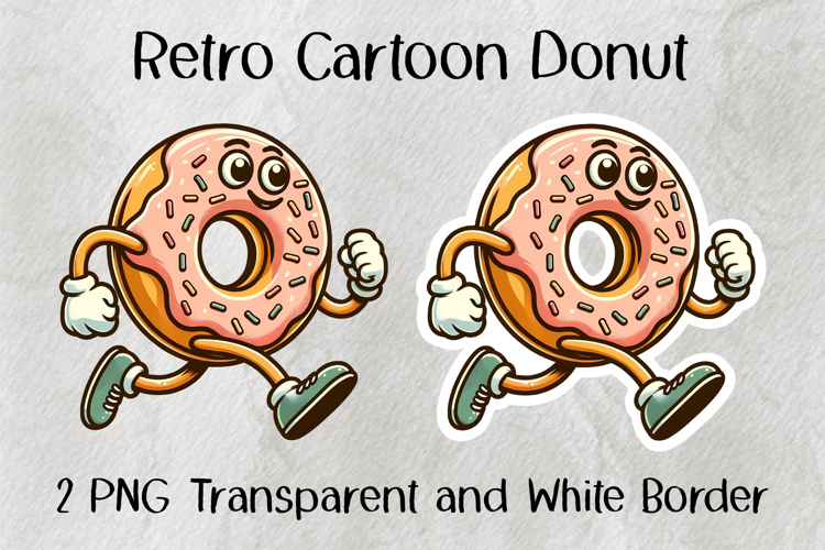 Retro Cartoon Donut PNG
