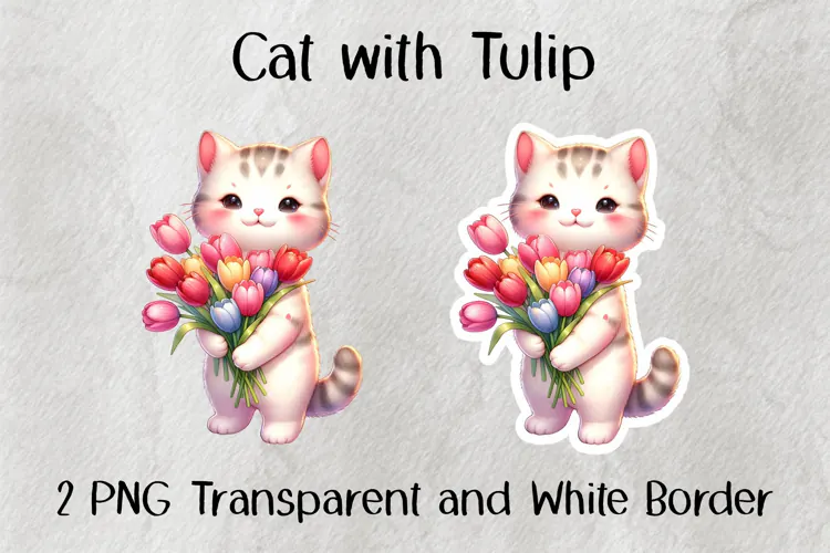 Cat with Tulip PNG