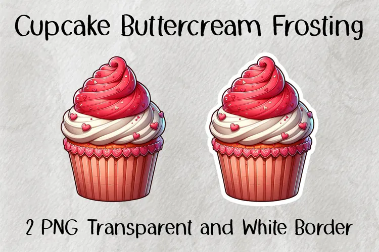 Cupcake Valentine Buttercream Frosting PNG