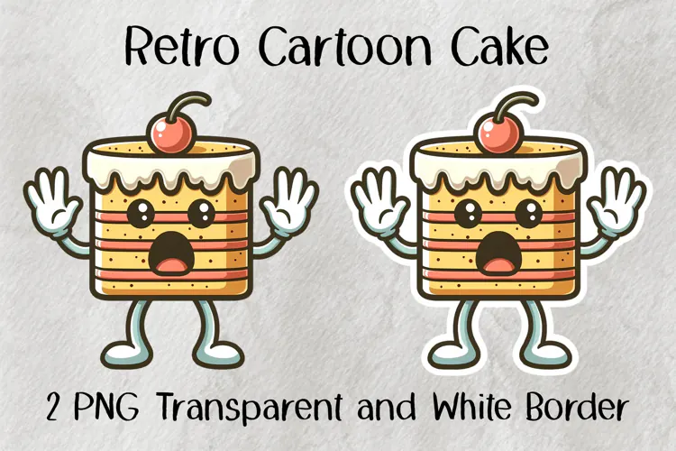 Retro Cartoon Cake PNG