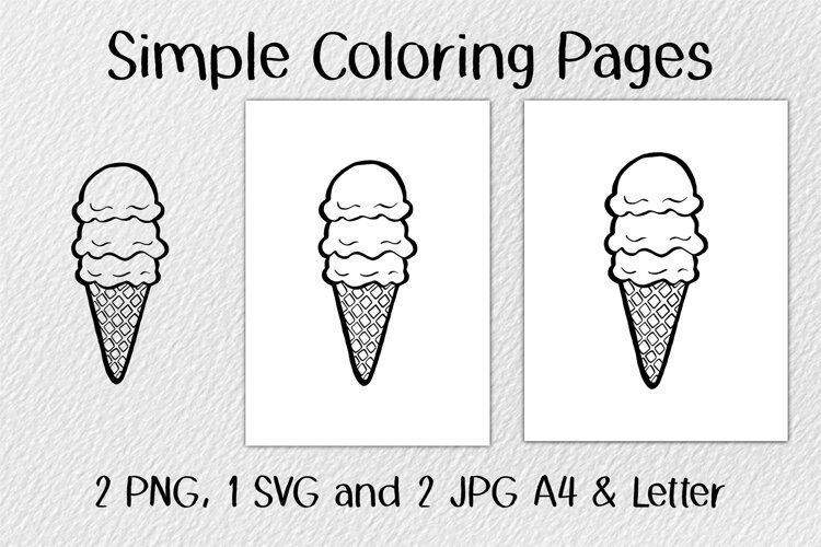 3 Scoops Ice Cream Coloring Pages JPG PNG SVG example image 1