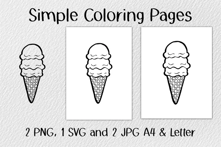 3 Scoops Ice Cream Coloring Pages JPG PNG SVG