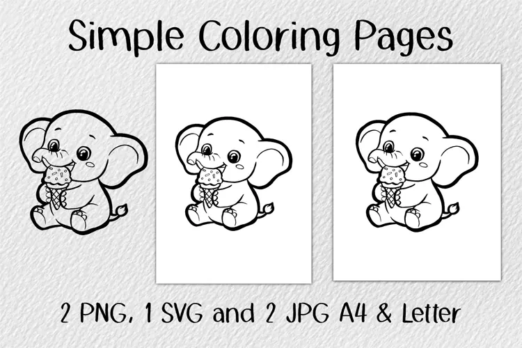 Elephant Ice Cream Coloring Pages JPG PNG SVG