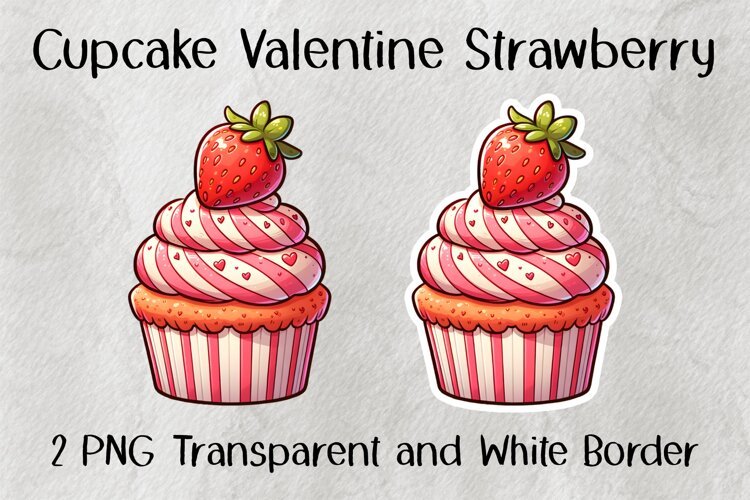 Cupcake Valentine Strawberry PNG example image 1