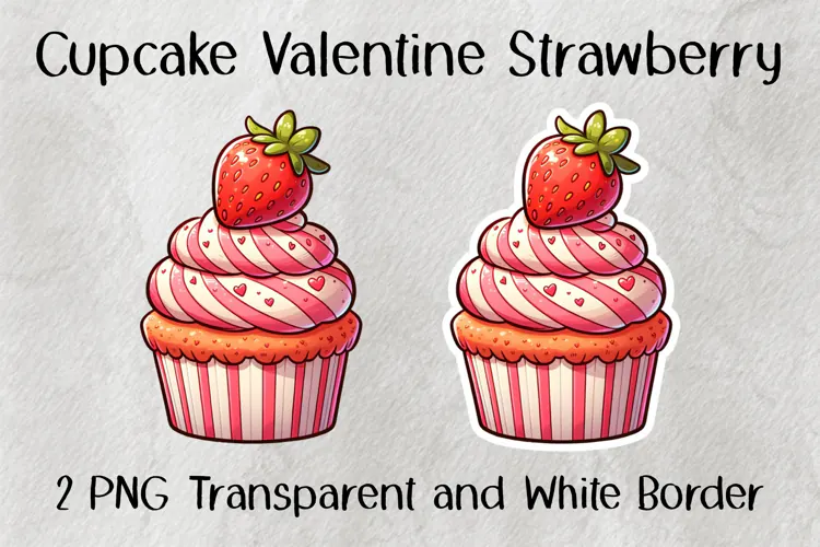 Cupcake Valentine Strawberry PNG