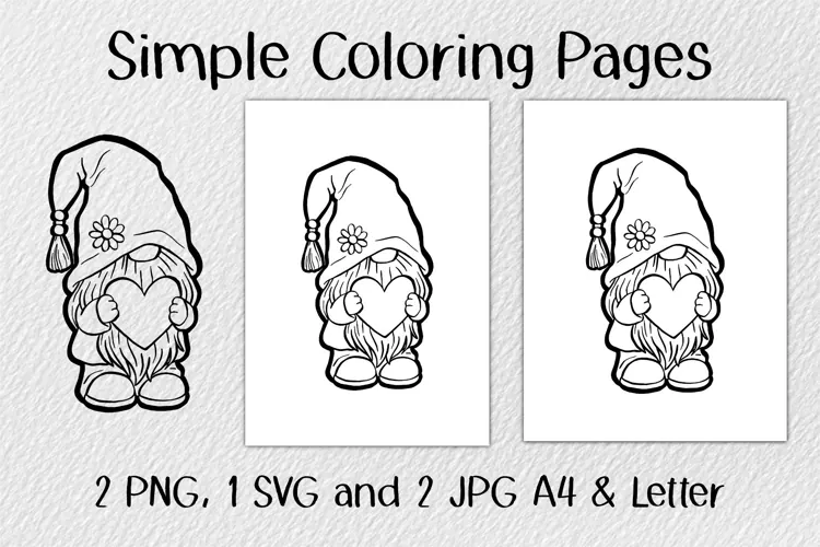 Gnome with Heart Coloring Pages JPG PNG SVG