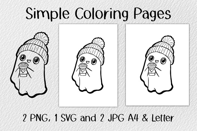 Cute Ghost Coloring Pages JPG PNG SVG example image 1