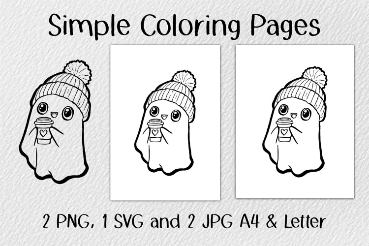 Cute Ghost Coloring Pages JPG PNG SVG