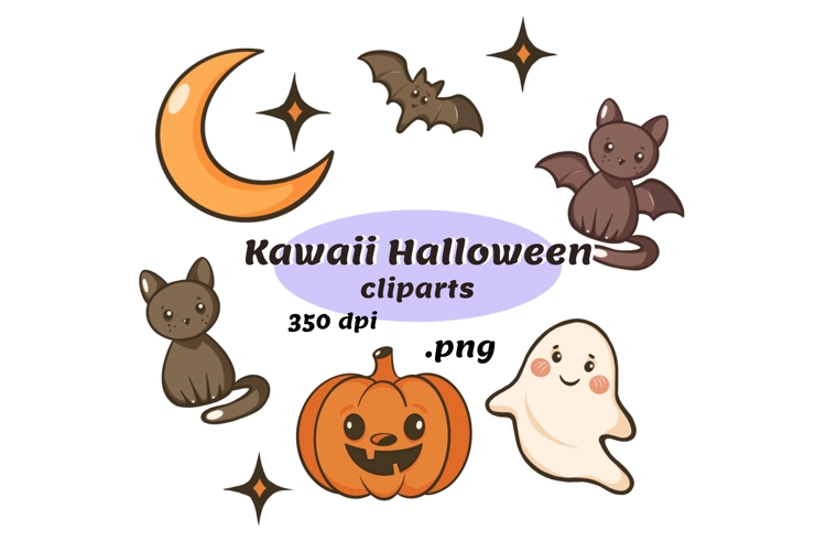 Halloween kawaii doodle cliparts, Halloween png