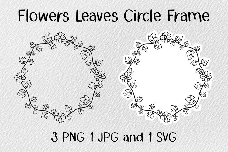 Flowers Leaves Circle Frame JPG PNG SVG example image 1
