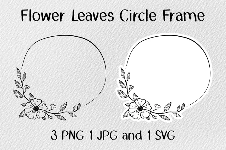Flower Leaves Circle Frame JPG PNG SVG