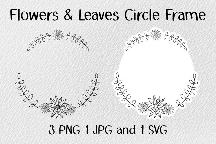 Flowers & Leaves Circle Frame JPG PNG SVG