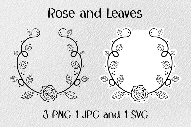 Rose and Leaves JPG PNG SVG example image 1