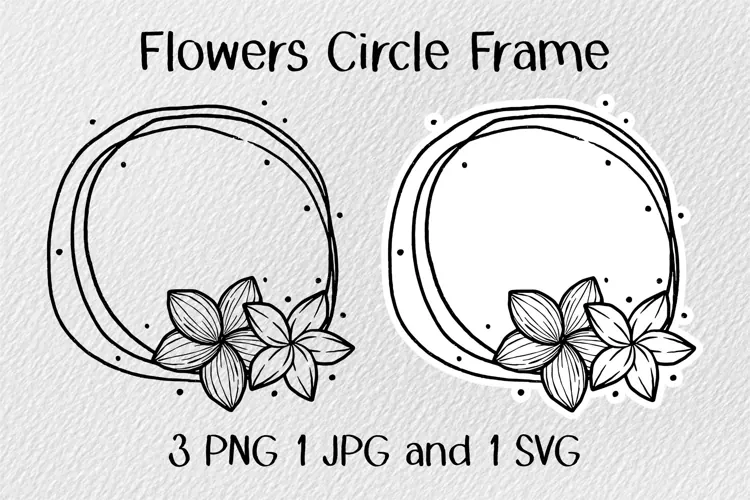 Flowers Circle Frame JPG PNG SVG