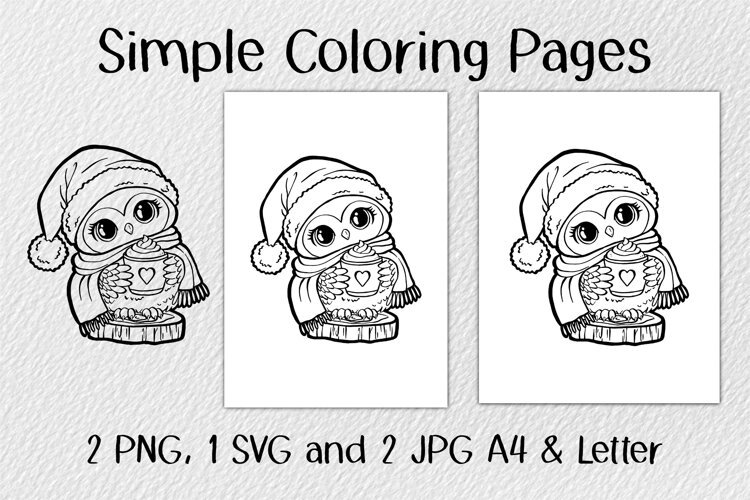 Owl Winter Coloring Pages JPG PNG SVG example image 1