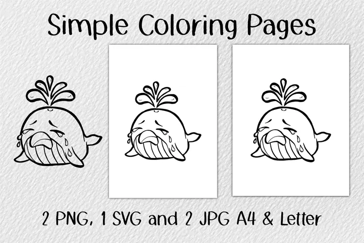Whale Cry Coloring Pages JPG PNG SVG