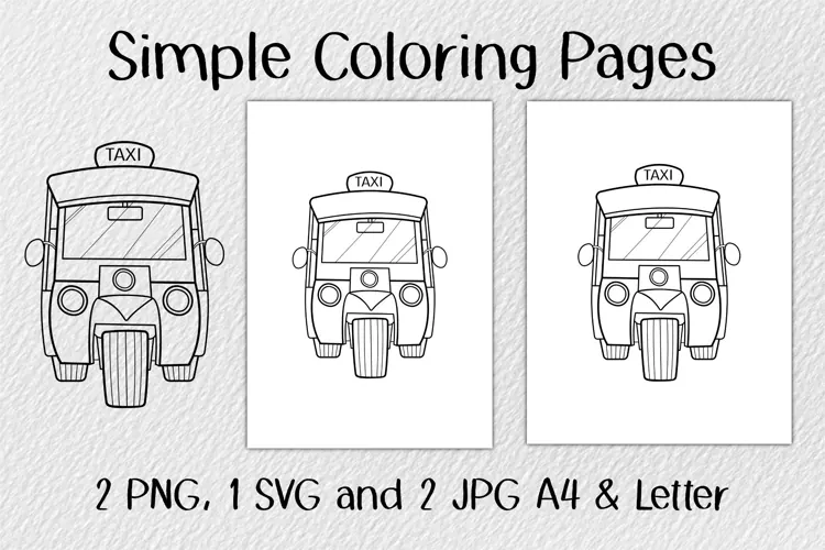 Tuk Tuk Coloring Pages JPG PNG SVG