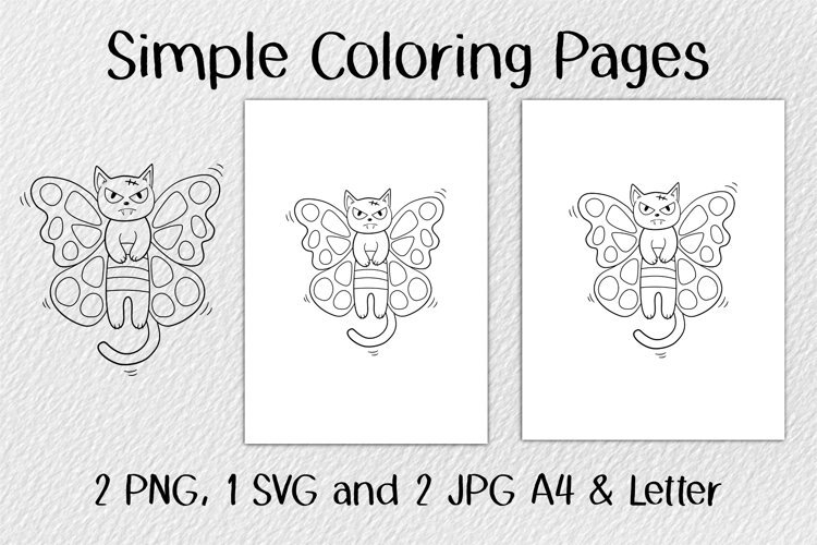 Cat Butterfly Coloring Pages JPG PNG SVG example image 1